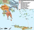 Chremonidean War (267-261 BC): Antigonid dynasty of Macedonia (294-288/ 277-274/ 272-168 BC), Aetolian League (370-188 BC), Achaean League (280-146 BC), Hellenistic Athens (322-146 BC) and Sparta (900-192 BC) in 265 BC.