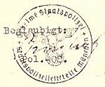 Stempel „Geheime Staatspolizei - Staatspolizeileitstelle München“ und Unterschrift