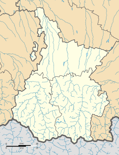 Mapa konturowa Pirenejów Wysokich, blisko centrum po lewej na dole znajduje się punkt z opisem „Adast”