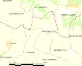 Mapa obce Vincy-Manoeuvre