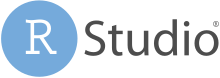 RStudio logo with a white R surrounded by a blue circle