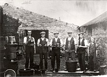 Workmen at Hayes Pottery, Buckley, Wales (c. 1910)