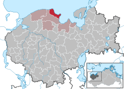 Elhelyezkedése Mecklenburg-Elő-Pomeránia térképén