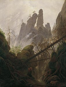 Caspar David Friedrich: Felsenlandschaft im Elbsandsteingebirge (Stenlandskap i Elbsandsteingebirge, 1822/1823)