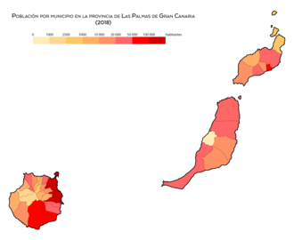 Población por municipio en la provincia de Las Palmas