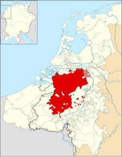 Hertugdømmet Brabants placering i Nederlandene omkr. 1350