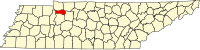 Map of Tennessee highlighting Houston County