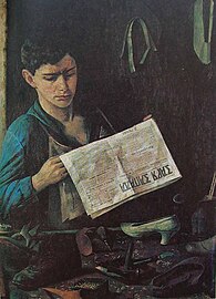 "A Komsomol Shoemaker Reading a Newspaper", 1925
