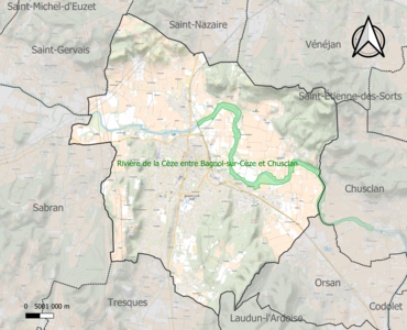 Carte de la ZNIEFF de type 1 sur la commune.