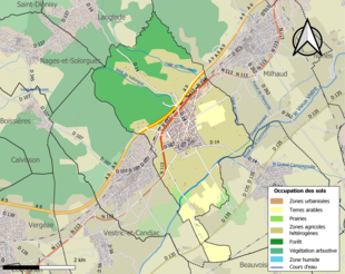 Carte en couleurs présentant l'occupation des sols.