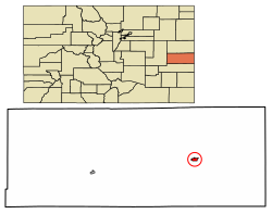 Location of the Town of Cheyenne Wells in the Cheyenne County, Colorado.