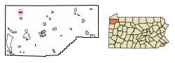 Location of Springboro in Crawford County, Pennsylvania.