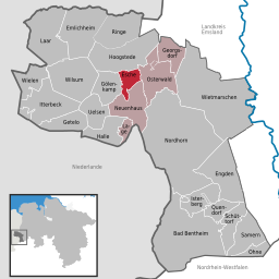 Läget för kommunen Esche i Landkreis Grafschaft Bentheim