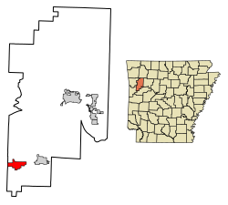 Location of Charleston in Franklin County, Arkansas.