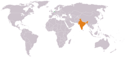 Map indicating locations of Netherlands and India