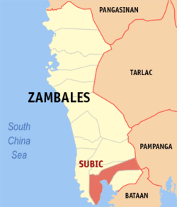 Mapa ning Zambales ampong Subic ilage