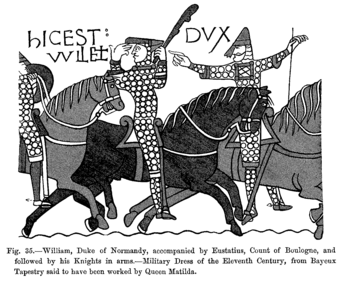 Djiyôme ch'contchèrint Duc éd Neurmindie aveuc ses Kvaliers in armes XIe sièke edseur l'tapisserie d' Bayeux
