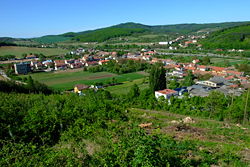 Celkový pohled na jádro České, v pozadí Lelekovice