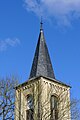 Achteckige Helmpyramide auf viereckigem Turmschaft. Den Übergang bildet ein Dachfuß mit weit ausladenden Aufschieblingen (Dorfkirche Läsikow)