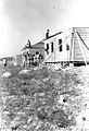 The first barracks being assembled at Harel