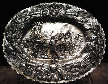 Tray with the triumph of John III, Johann Gottfried Holl