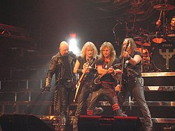 Judas Priest onstage in Moline, Illinois.