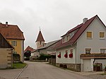 Mitteldachstetten, view to a street with churchtower