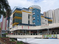 Exterior view of food court and wet market at Punggol Plaza in 2006