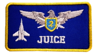 Name tag of Ukrainian 2nd Class fighter pilot "Juice"