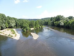 La Dordogne vers l'amont du pont de Gluges...