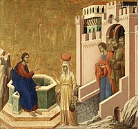 Yesus dan Wanita Samaria, karya Duccio di Buoninsegna