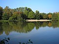 L'étang et la plage du parc municipal.