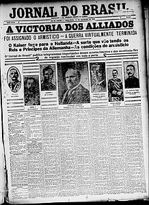 Une du Jornal do Brasil du 12 novembre 1918.