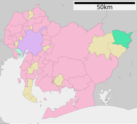 Lokasi Toyone di Prefektur Aichi