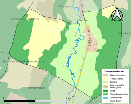 Carte en couleurs présentant l'occupation des sols.