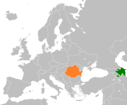 Map indicating locations of Azerbaijan and Romania