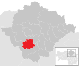 Kommunens läge i distriktet Bruck-Mürzzuschlag