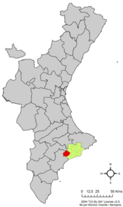 Localização do município de Relleu na Comunidade Valenciana