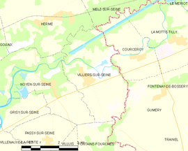 Mapa obce Villiers-sur-Seine