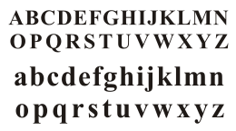 Contoh aksara baku nang alfabet Latin Modern.