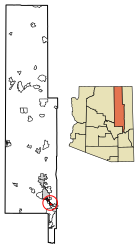 Location of Pinetop-Lakeside in Navajo County, Arizona