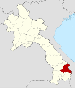 Map showing Sekong of Attapeu province in Laos