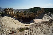 View of the Odeon of Herodes Atticus from the Acropolis of Athens, Greece