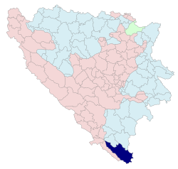 Местоположба на Требиње во Босна и Херцеговина