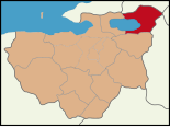Karte der Türkei, Position von İznik hervorgehoben