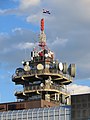 Image 38A tower on top of Croatian Radiotelevision (HRT) building in Zagreb neighbourhood of Prisavlje. (from Culture of Croatia)