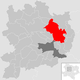 Kommunens läge i distriktet Krems
