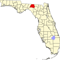 Map of Florida highlighting Madison County