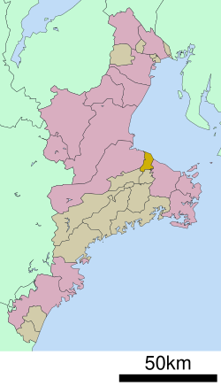Location of Meiwa in Mie Prefecture