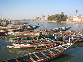 Die Sénégalrivier naby Saint-Louis, Senegal.